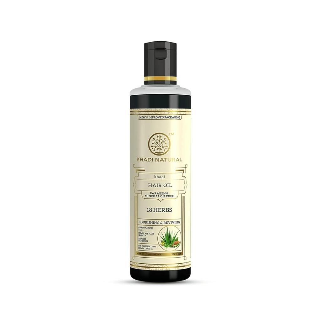 Khadi Natural Ayurvedic 18 Herbs Hair Oil For Dry Scalp Care And Hair Strength Suitable For All Hair Types 210 ml