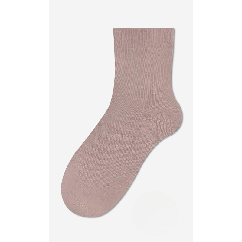 Women's Spring and Autumn Mid-calf Socks, Anti-odor and Sweat-absorbing Pure Cotton Socks, Boneless Socks, Solid Color and Versatile Socks