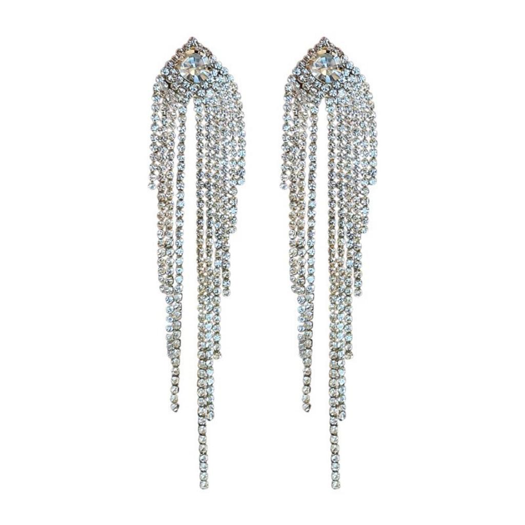 Long Tassel Earrings - New  Bold Statement Earrings with A Touch of Luxury. Perfect for Bridal Gowns and Special Occasions