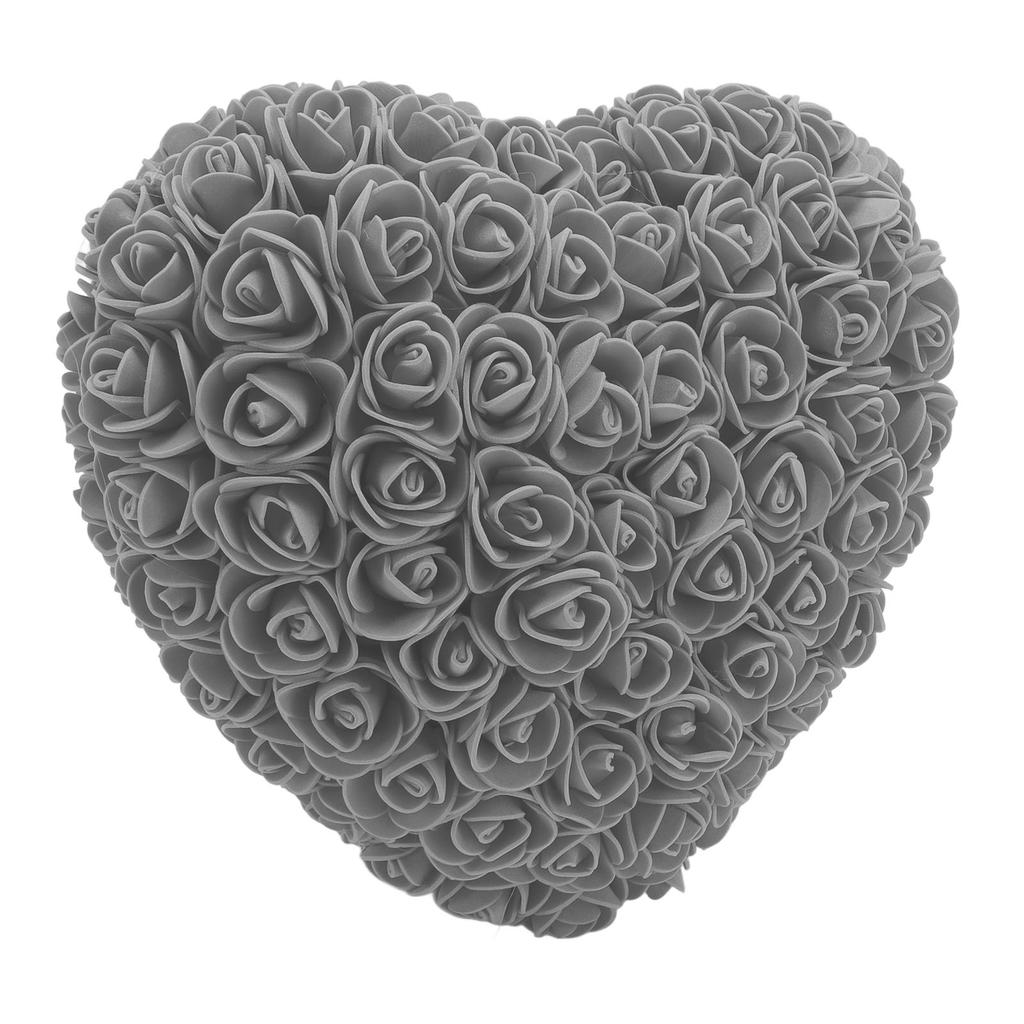 Foam Fake Roses Handcrafted Romantic Decorative Heart Shape Artificial Roses with String Light for Bedroom Wedding Gray