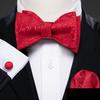Cool Mens Self Bow Tie Hanky Cufflinks 12 Colors Paisley Jacquard Butterfly Bowtie Set