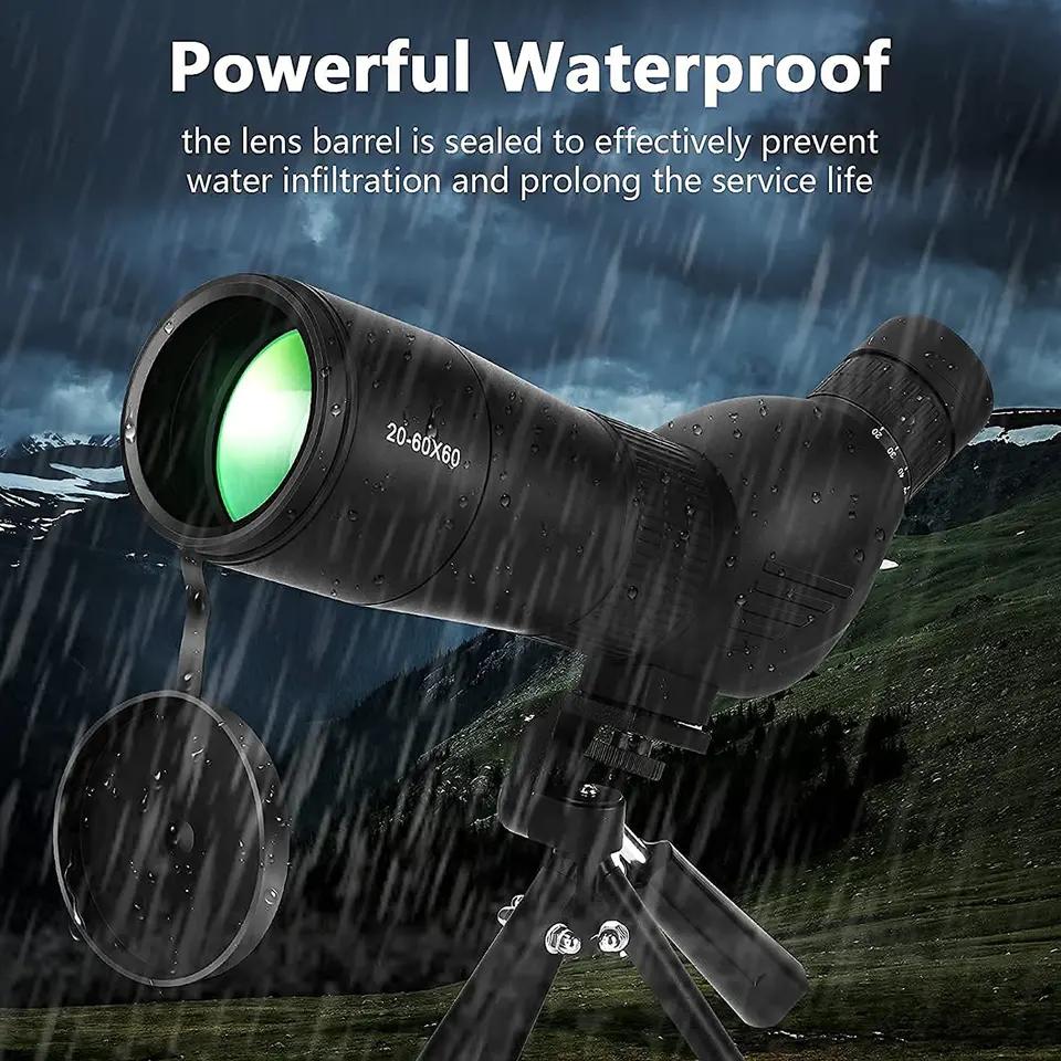 20-60x60 Monocular Telescope, High Power Zoom Scope With Bak4 Prism, Waterproof Anti Fog For Bird Watching, Camping, Travel And Phone Photography