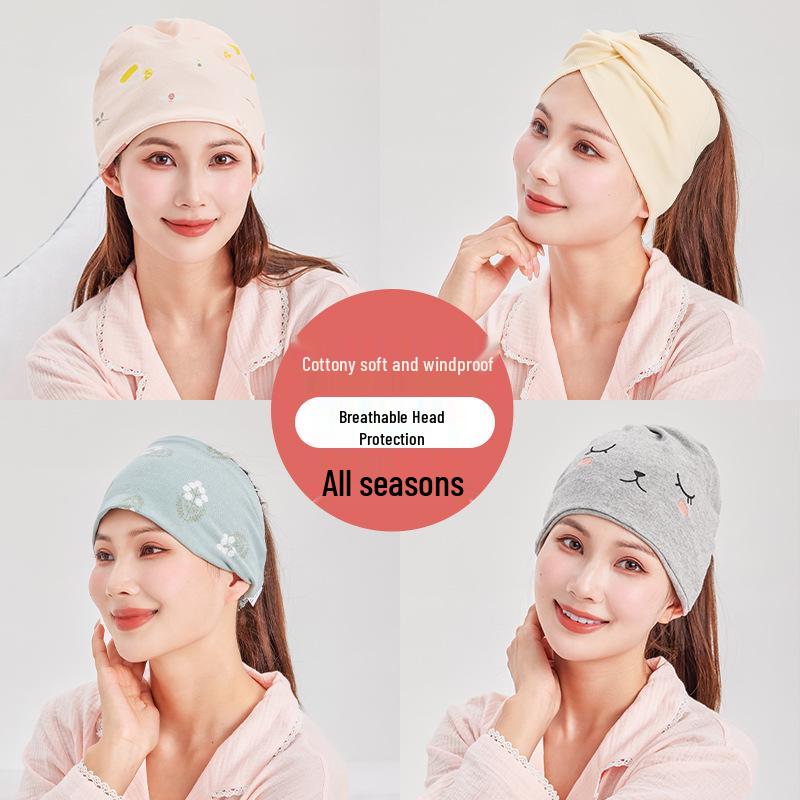 Windproof Cotton Postpartum Headscarf & Hat for Spring/Summer – Maternity & Pregnant Women's Essential