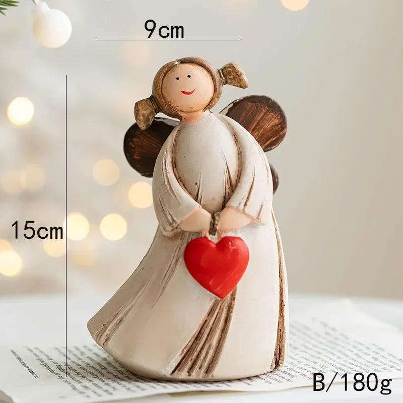 Christmas Angel Girl Resin Statue, Rustic Pastoral Home Table Decoration, Holiday Wedding Celebration Ornament Gift