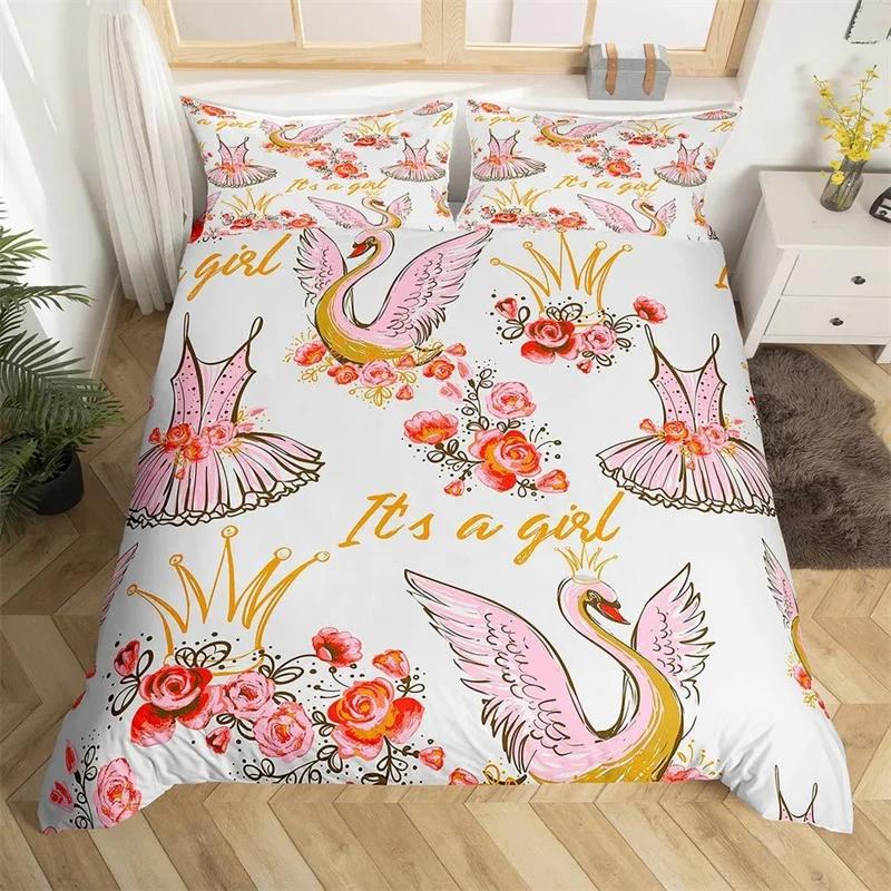 Comforter Ballet Ballerina Rose Flower Bedding Set Cute Little Dancers Comforter Twin King For Girl Gymnastics Lover
