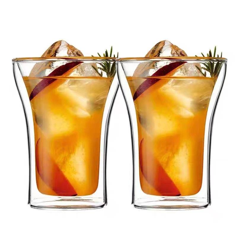 1/2/4 Stück Doppelwandiges Glas Kaffeetasse Wärmeisolierung Elektrische Fackelform Cappuccino Frühstücksglas Kaltgetränke Eiskrug