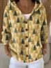 New V-neck button long-sleeved hooded sweater autumn and winter Christmas fashion personalized coat women