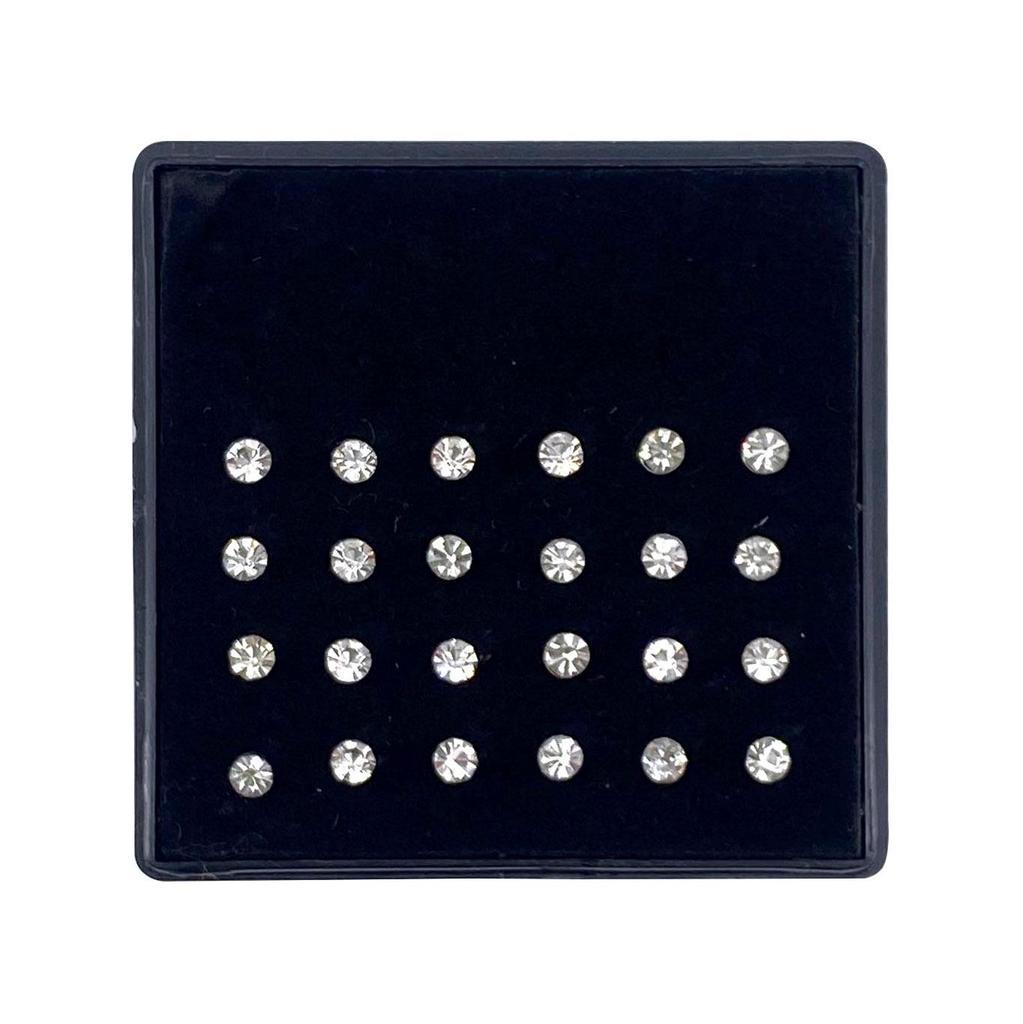 Stainless Steel Rhinestone Nose Studs - Titanium Steel, 24-Pack