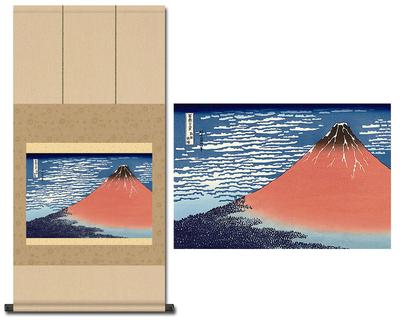 Hanging Scroll Clear Wind Katsushika Hokusai Landscape Japanese Modern Painted Landscape Red Fuji Fuji Stylish Hanging Scroll Hanging Tokonoma