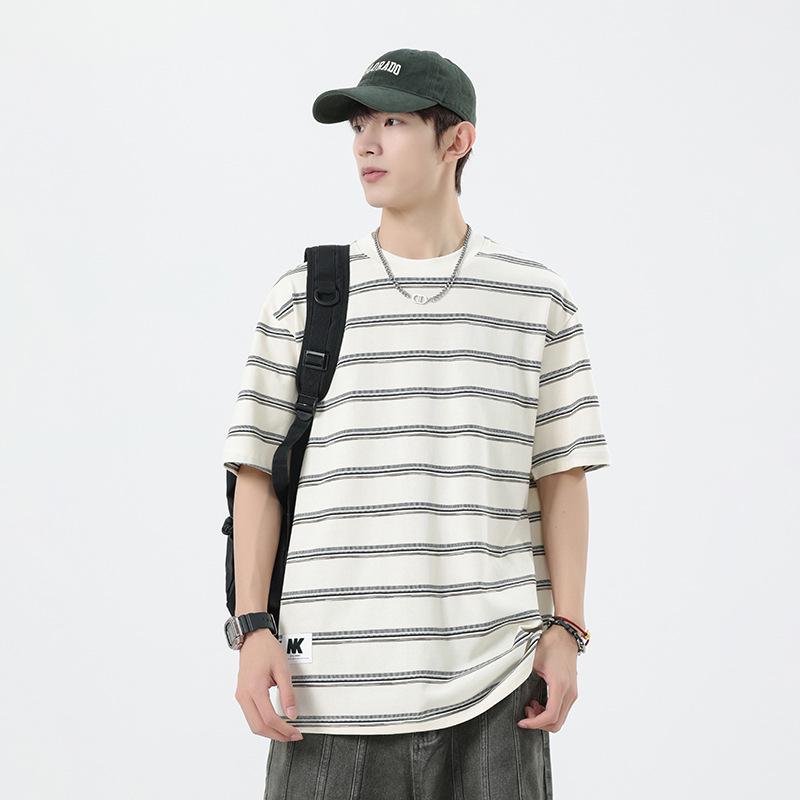 Sailor Striped Men's Loose Fit Short Sleeve Tee - Trendy Summer Couple's Top