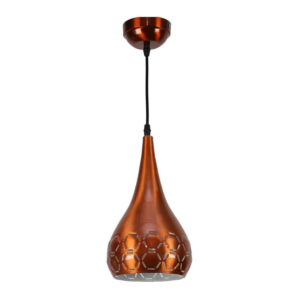 Metal Cut Hanging Light Ceiling Pendant Lamp, 6" Small, Orange