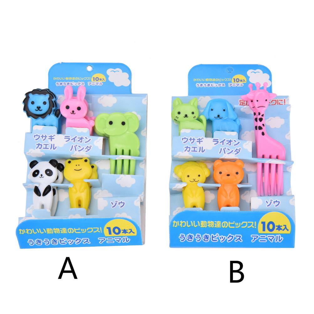 10 szt. Urocze Mini Zwierzęta Gospodarskie Kreskówkowe Pikery do Jedzenia Dziecięce Przekąski Ciasto Deser Jedzenie Owoce Widelczyki Lunch Bento Akcesoria Dekoracja na Imprezę