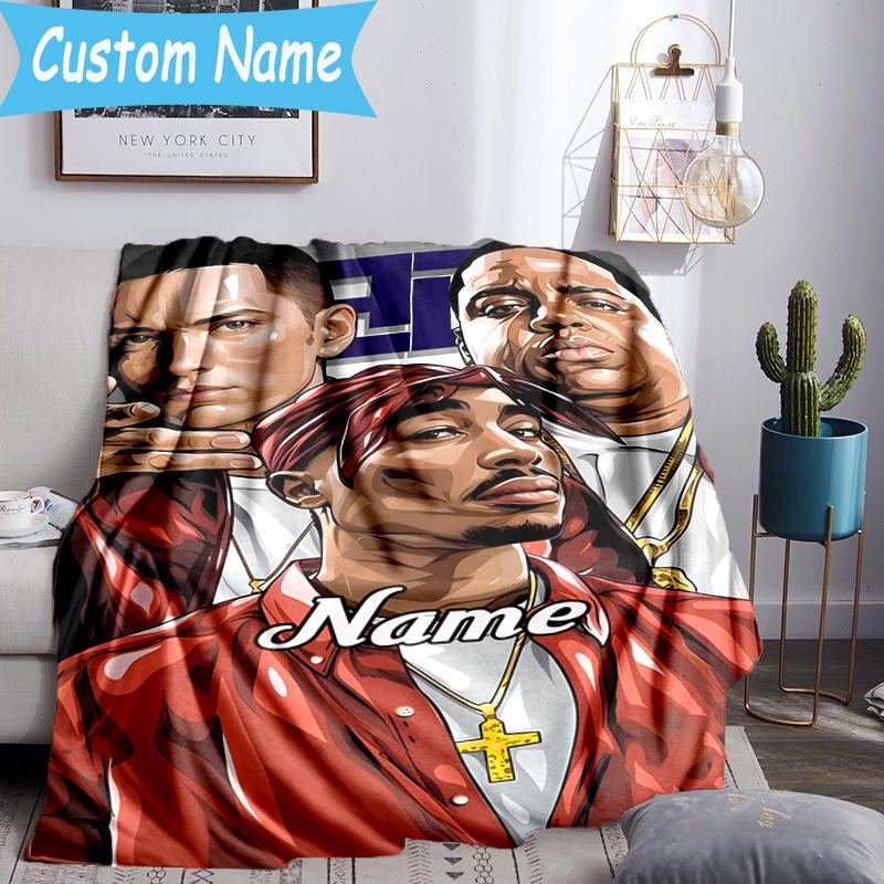 1PC Custom Name Hip Hop Throws Blanket Flannel Blankets for Couch Bed Gifts for Men Women Travel Picnic Christmas Fan Gifts