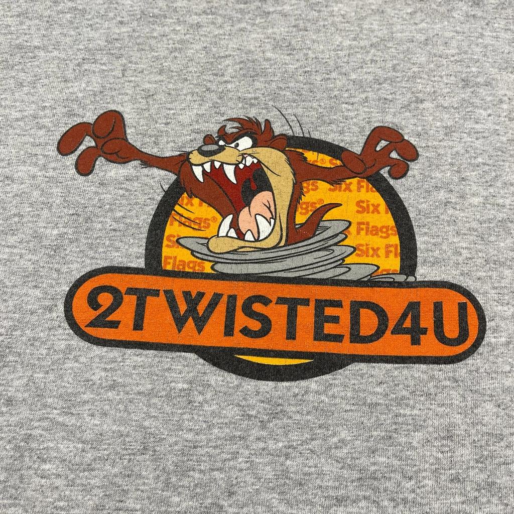 Vintage 90s 2Twisted4u Taz Tasmanian Devil Ringer Shirt Large 21x27 Gray