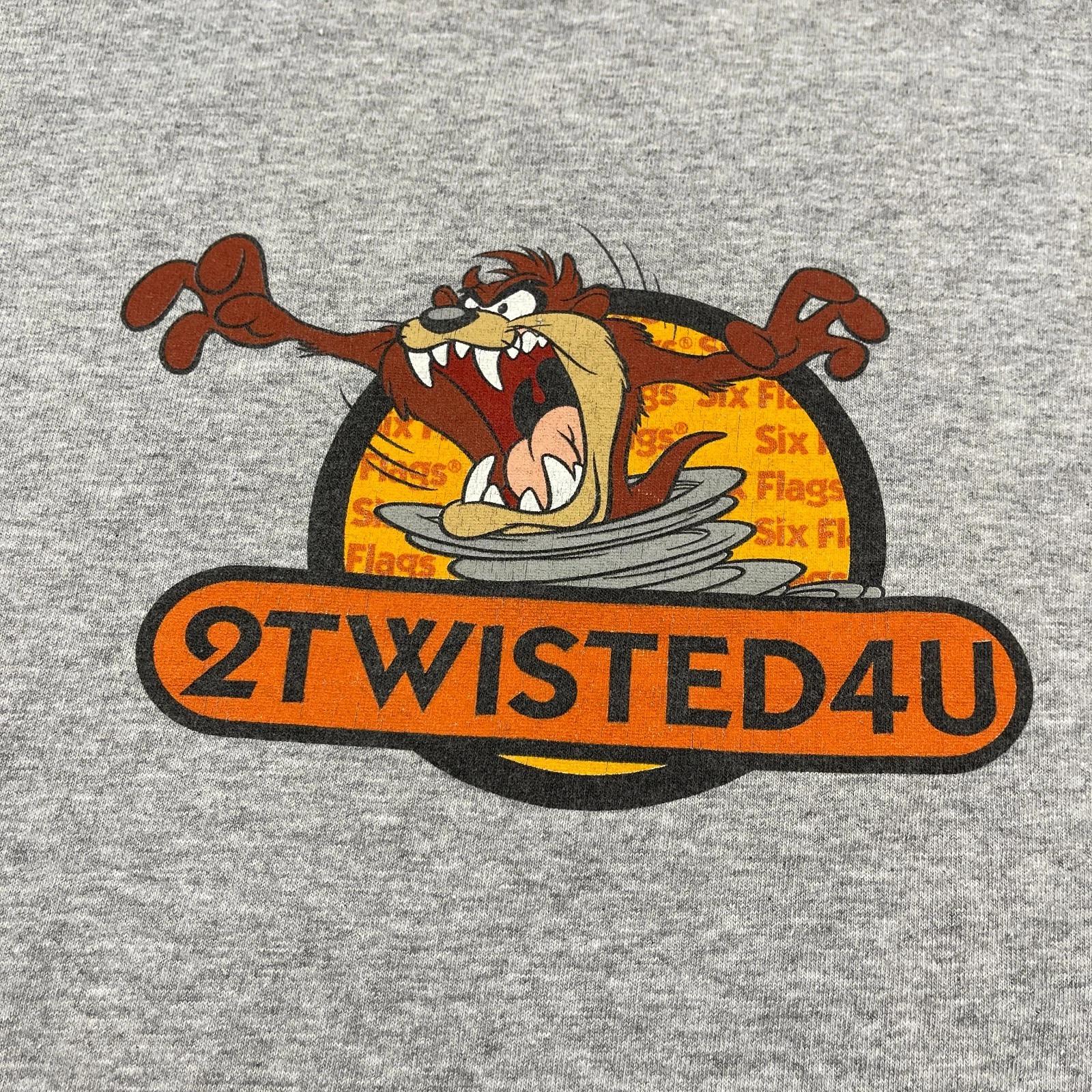 

Vintage 90s 2Twisted4u Taz Tasmanian Devil Ringer Shirt Large 21x27 Gray 3XL