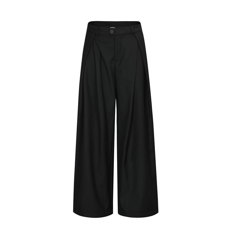 Kisko American-Style Trendy Double-Pleated Wide-Leg Drape Casual Dress Pants for Men and Women, High-End Loose Straight-Leg Commuter Trousers