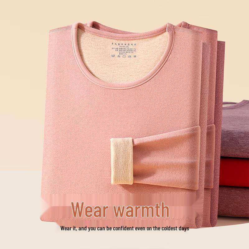 Zaishuo Women's Plus Size Silk Wool Lined Thermal Underwear Set