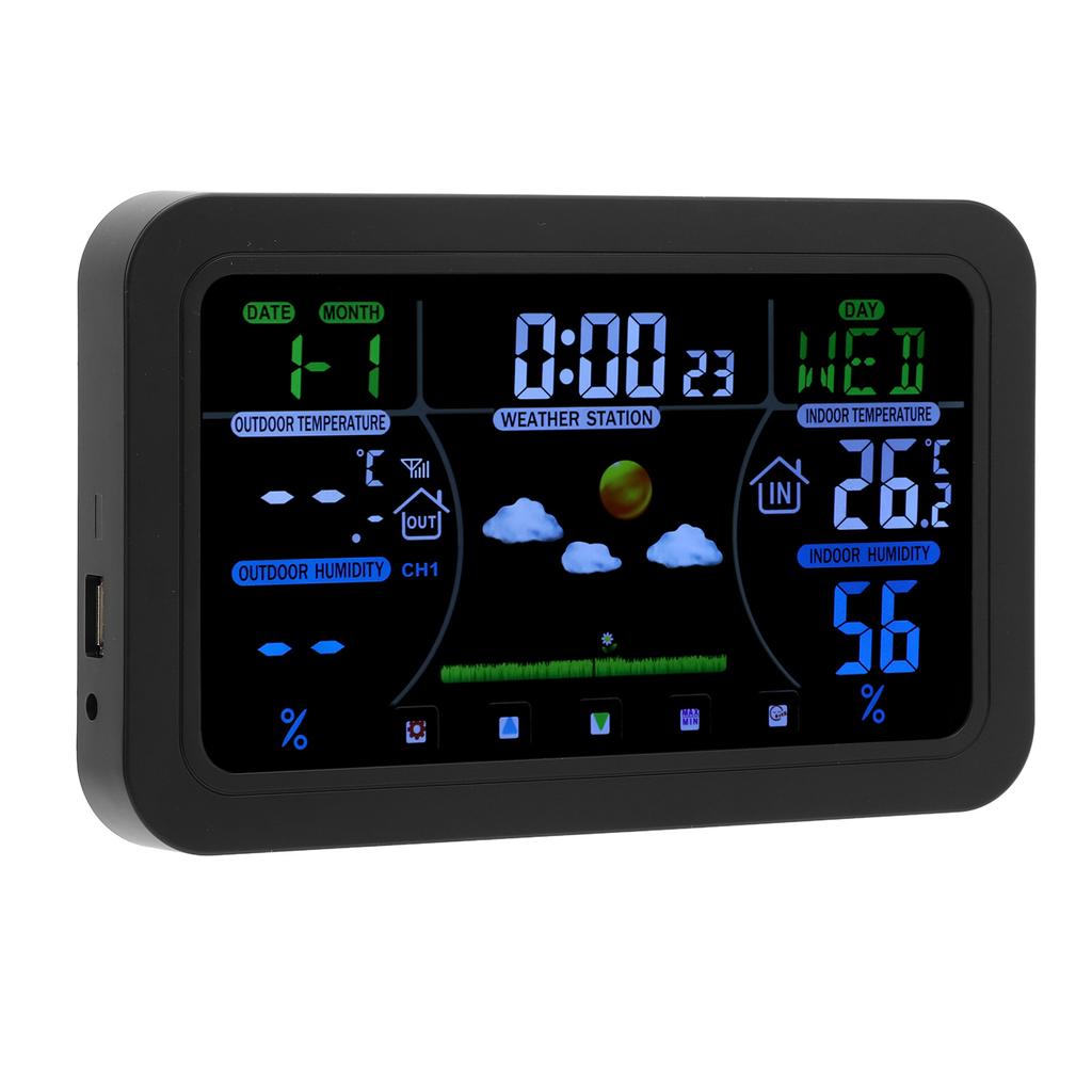 Hodiny s počasím HD 3 jasy, podsvícený displej, 12h 24h displej, multifunkční hodiny s předpovědí počasí