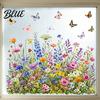 Reusable Window Decoration Flowers And Butterflies Static Glass Sticker Floral Clings Decorative Sticker for Home Non Adhesive Cling Store