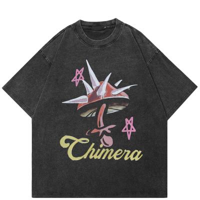 T-shirt Grafica Chiodo a Fungo Streetwear Cotone Nero Lavato T-shirt Unisex Top Magliette Estive Maniche Corte T-shirt