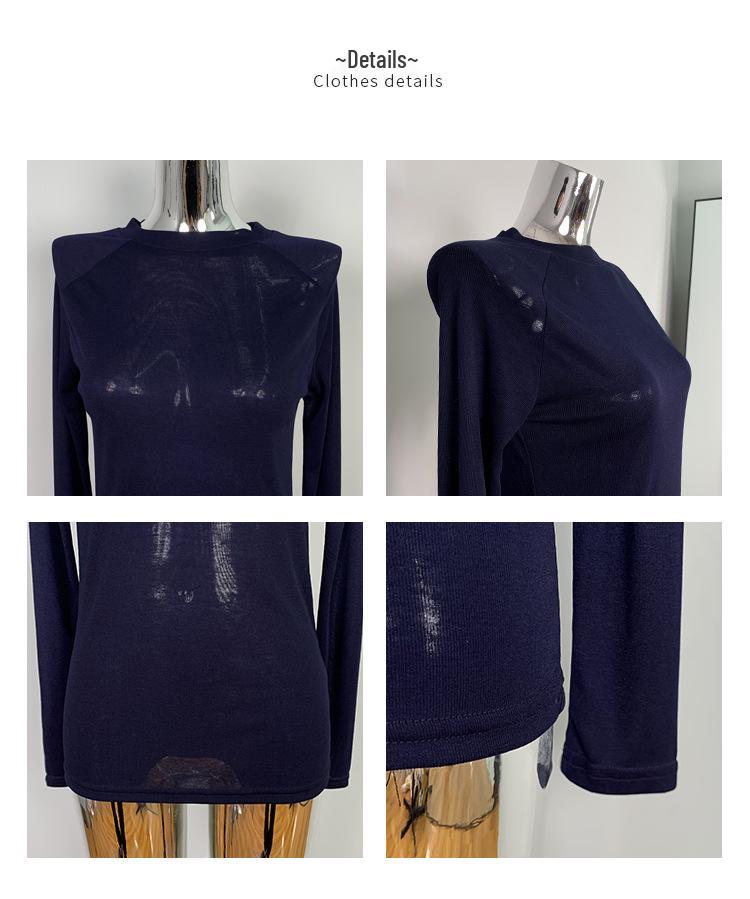 Light Blue Sheer Long Sleeve Casual T-shirt for Women – Sexy and Comfortable