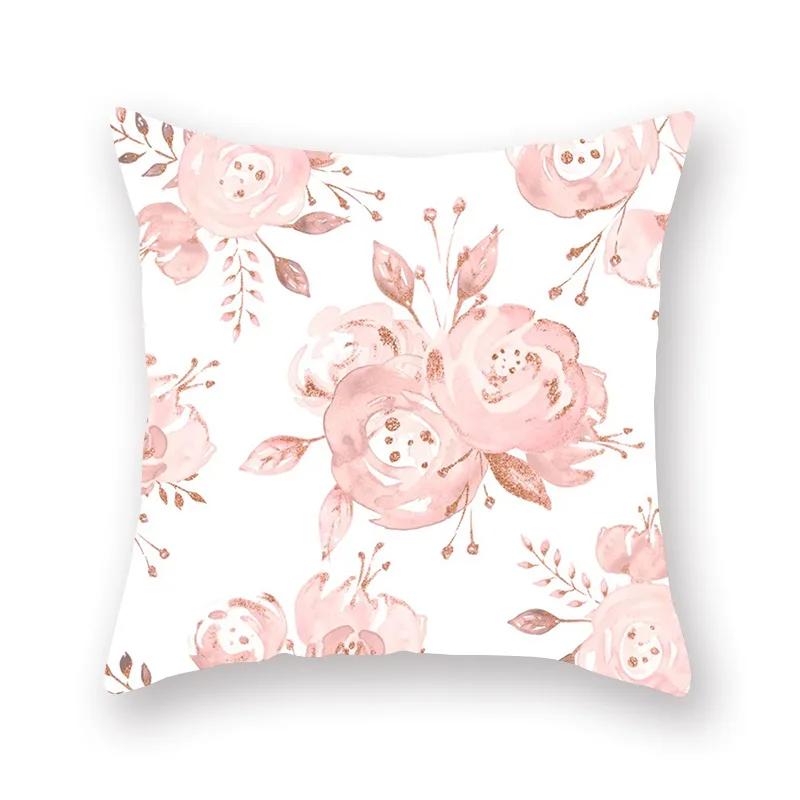 45X45CM Pink Shiny Polka Dot Alphabet Geometric Simple Pillow Cover Bed Sofa Car Office Seat Cushion  Home Decoration