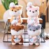 Cute Chef Hat Hamster Plush Keychain Little Mouse Stuffed Doll Keyring Cartoon Plush Toys Backpack Hanging Decoration Bag Charm