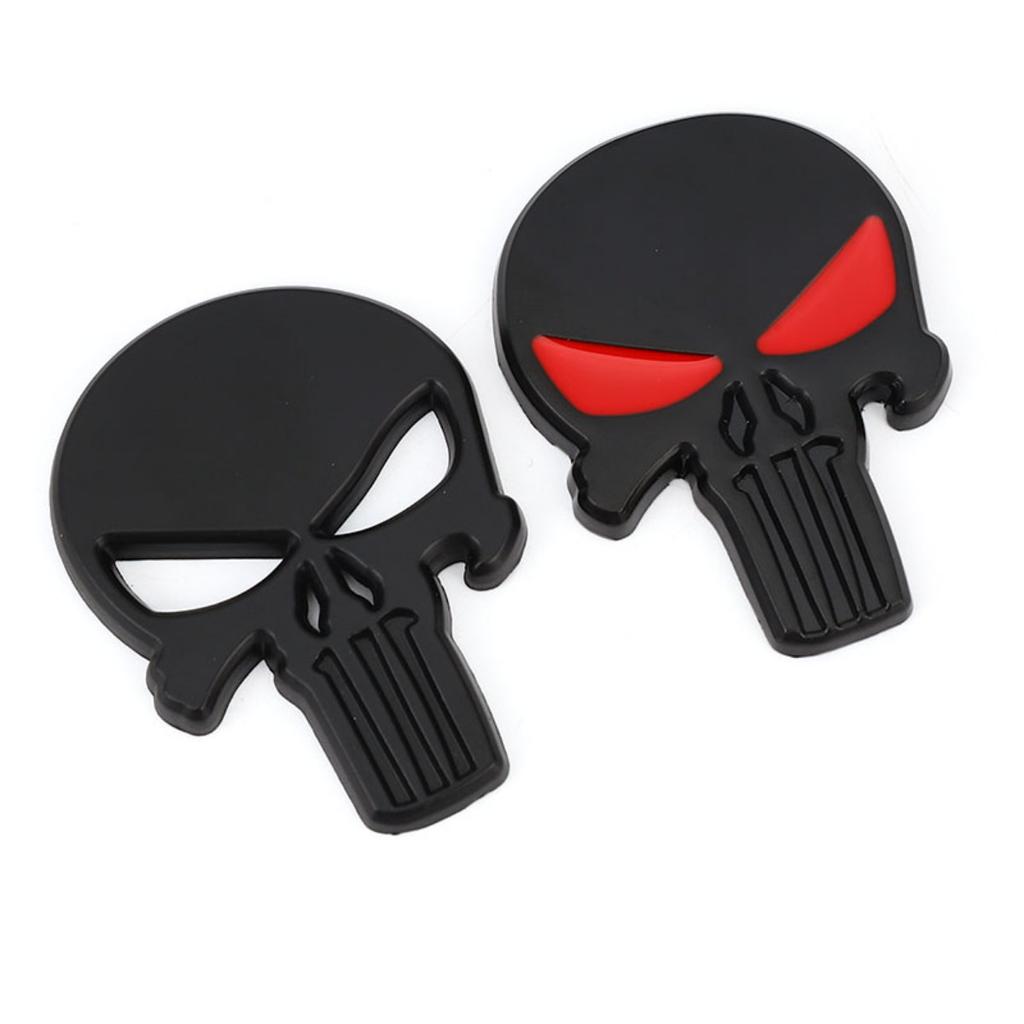 3D Metal Skull Head Logo Badge Sticker Car Side Fender Rear Trunk Emblem Decal for Cars Motorcycles Pickups Etc