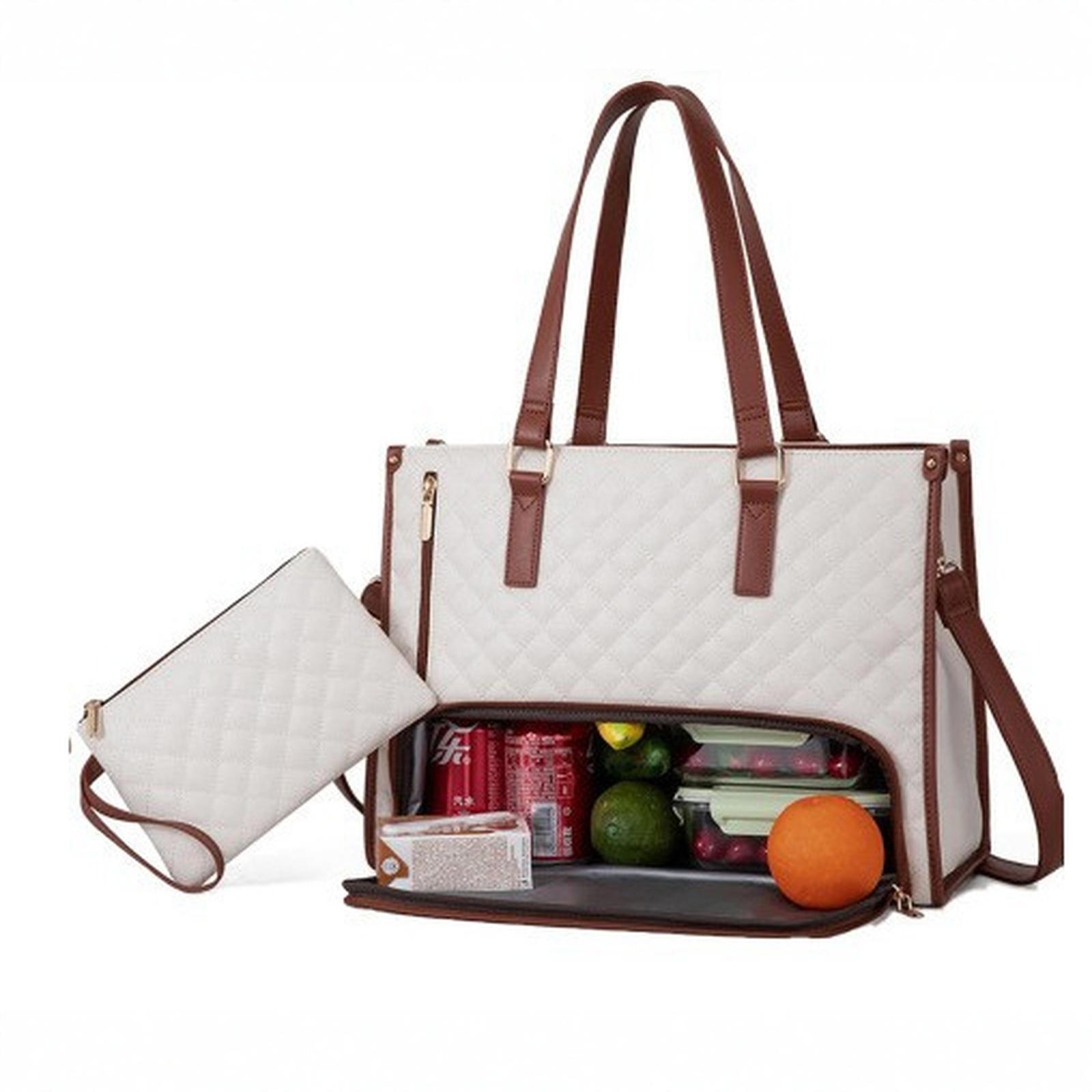 

New 2-in-1 Handbag Lunch Bag Combo Bag Tote Bag Women s Insulated Lunch Box Women s Crossbody Computer Bag One Size