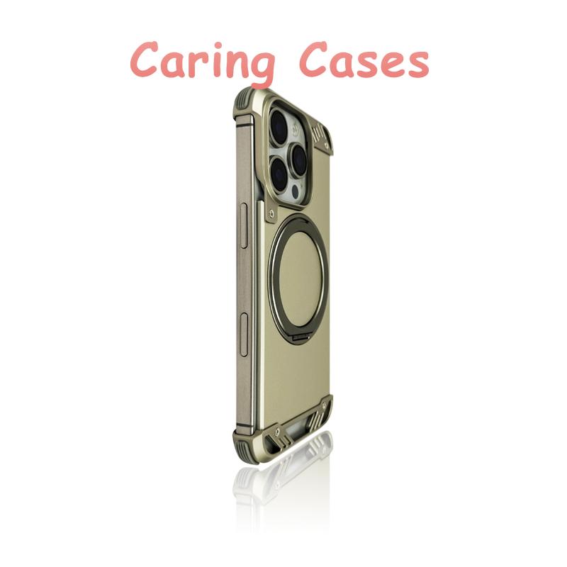 

For iPhone 17 Pro Max Case Black Rotating Stand Aluminum Alloy Breathable Shockproof Compatible with iPhone 16 15 14 13 iPhone 15 Pro Max