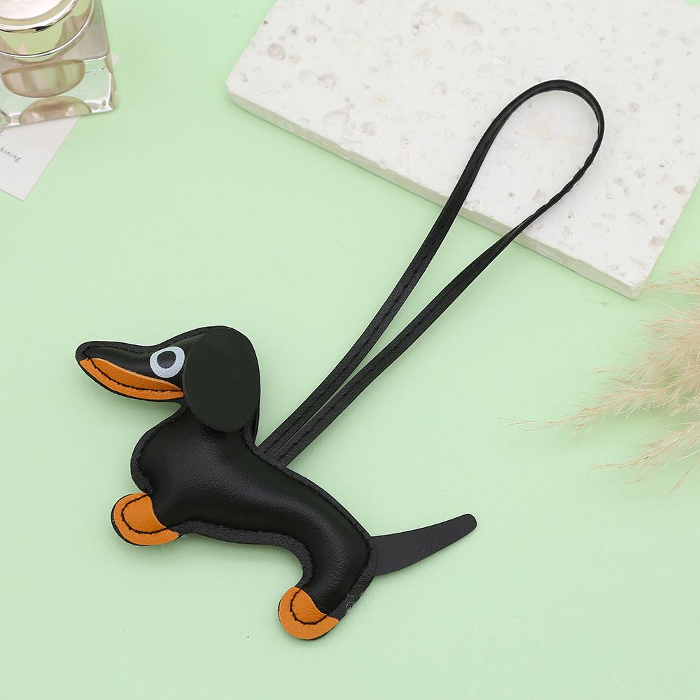 

Mini Dachshund Leather Pendant - Cute Cartoon Backpack Charm, Keychain, Car Ornament, Lanyard чёрный