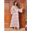 Indonesia Middle East Robe Sequined Embroidered V-neck Bell Sleeve Loose Dubai Arabic Plus Size Jumpsuit DRESS