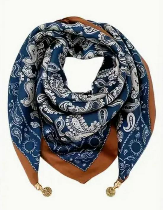 Chic Autumn/Winter Silk Scarf with Magnetic Golden Ball Clasp – Korean Style Neck Warmer