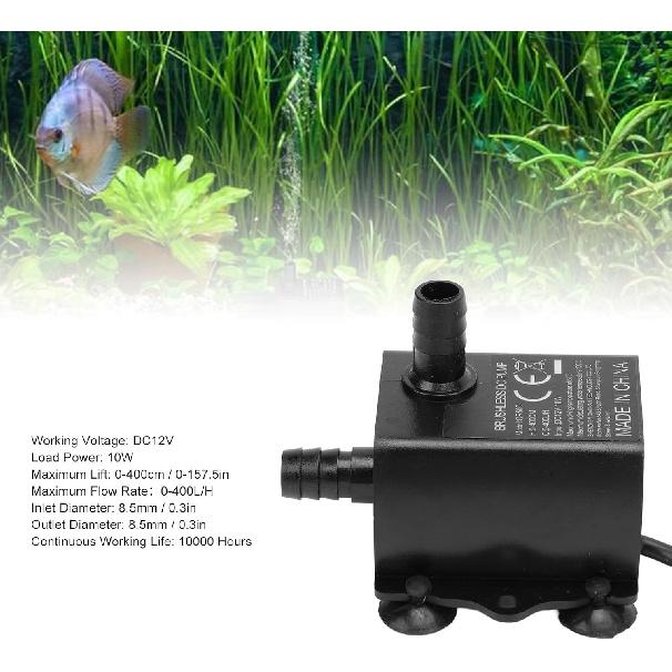 Submersible Water Pump, 400L / H 13.12ft Lift Submersible Pump DC 12V 10W Ultra Quiet Fountain Water Pump, Micro Brushless Fountain Pond Pump for
