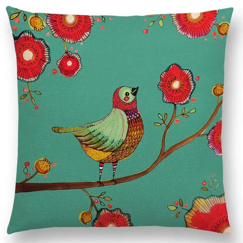 New Arrivals Watercolor Little Birds Pillow Case Floral Home Decor Cushion Cover