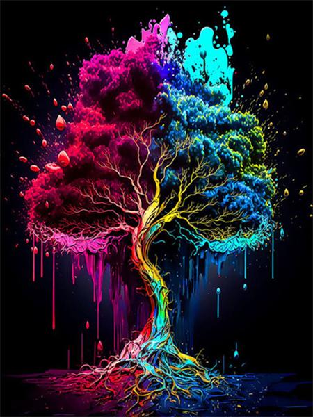 Diamond Art Painting Tree Fantasy Full Square Round Embroidery Mosaic Colorful Landscape Home Decor