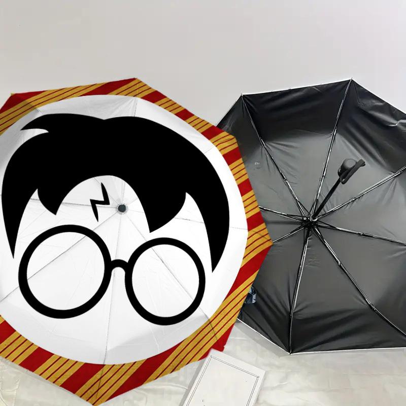 1PC Harry Potter Glasses Umbrella-8-Rib Reinforced, Automatic Open, Lightweight & Durable, Cute Fashion Accessory for Outdoor, D2710