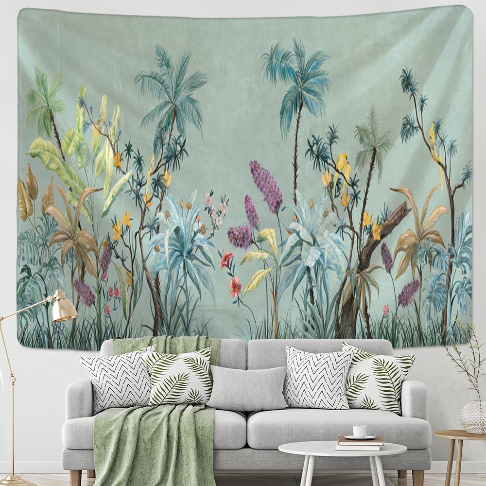 Creative Printing Tapestry Art Decor Colourful Flowers Leaves Wall Hanging Floral Tapestries For Dorm Living Room Bedroom Decor