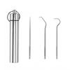 3/7pcs Reusable Toothpicks Pocket Set Stainless Steel Portable Teeth Cleaner  for Tooth Oral Clean