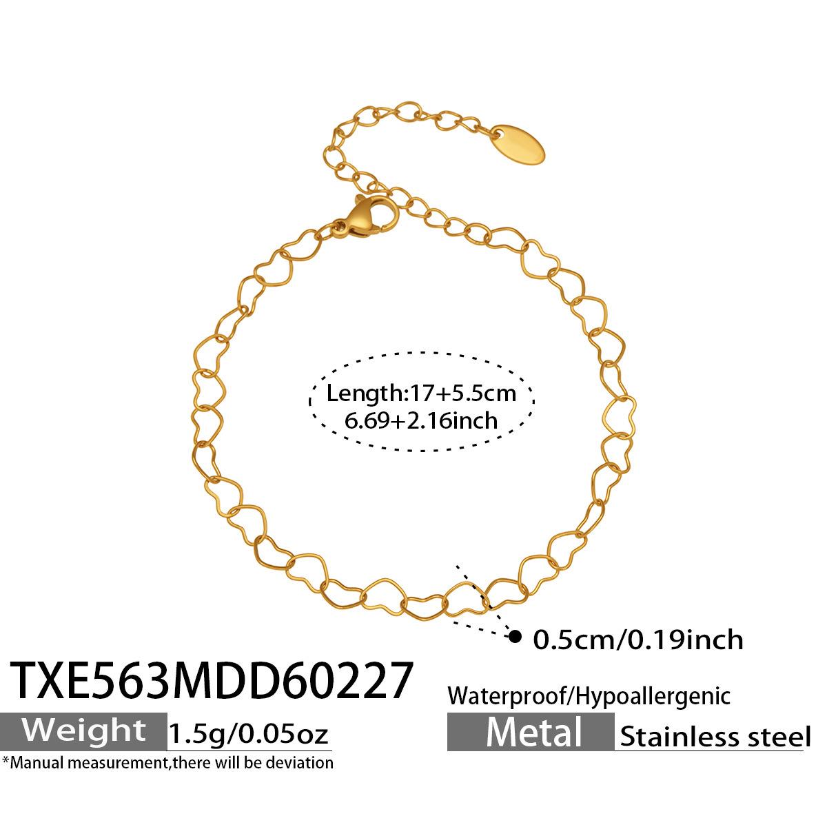 Geometric Heart Zirconia Necklace & Sun Enamel Pendant Bracelet Set for Women