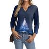 Women's Casual Fashionable Sexy Comfortable V-Neck Christmas Three-Quarter Sleeve Top
