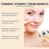 Crème hydratante et réparatrice pour le visage Curcuma + Vitamine C Éclat, Anti-âge et hydratante avec aloès vera, huile de menthe poivrée et hyalu