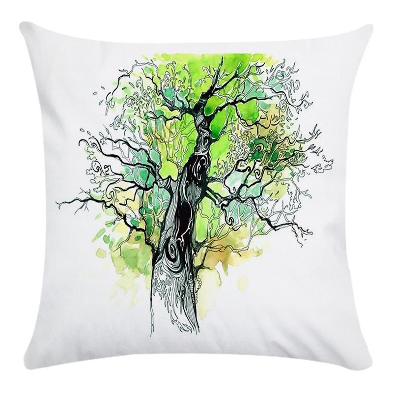 Creative Life Tree Pattern Digital Printing Short Plush Pillow Covers For Car Sofa Office Cushion Cover Home Goods
