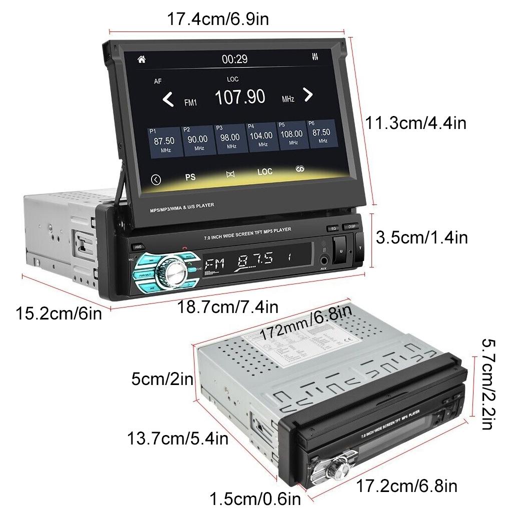 1 Din 7inch Car Radio Stereo Multimedia MP5 Player Digital Bluetooth  FM wired Carplay Android Auto Mirror Link Autoradio