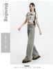 2024 Summer Women's High Waist Retro Distressed Wide-Leg Pants with Raw Hem