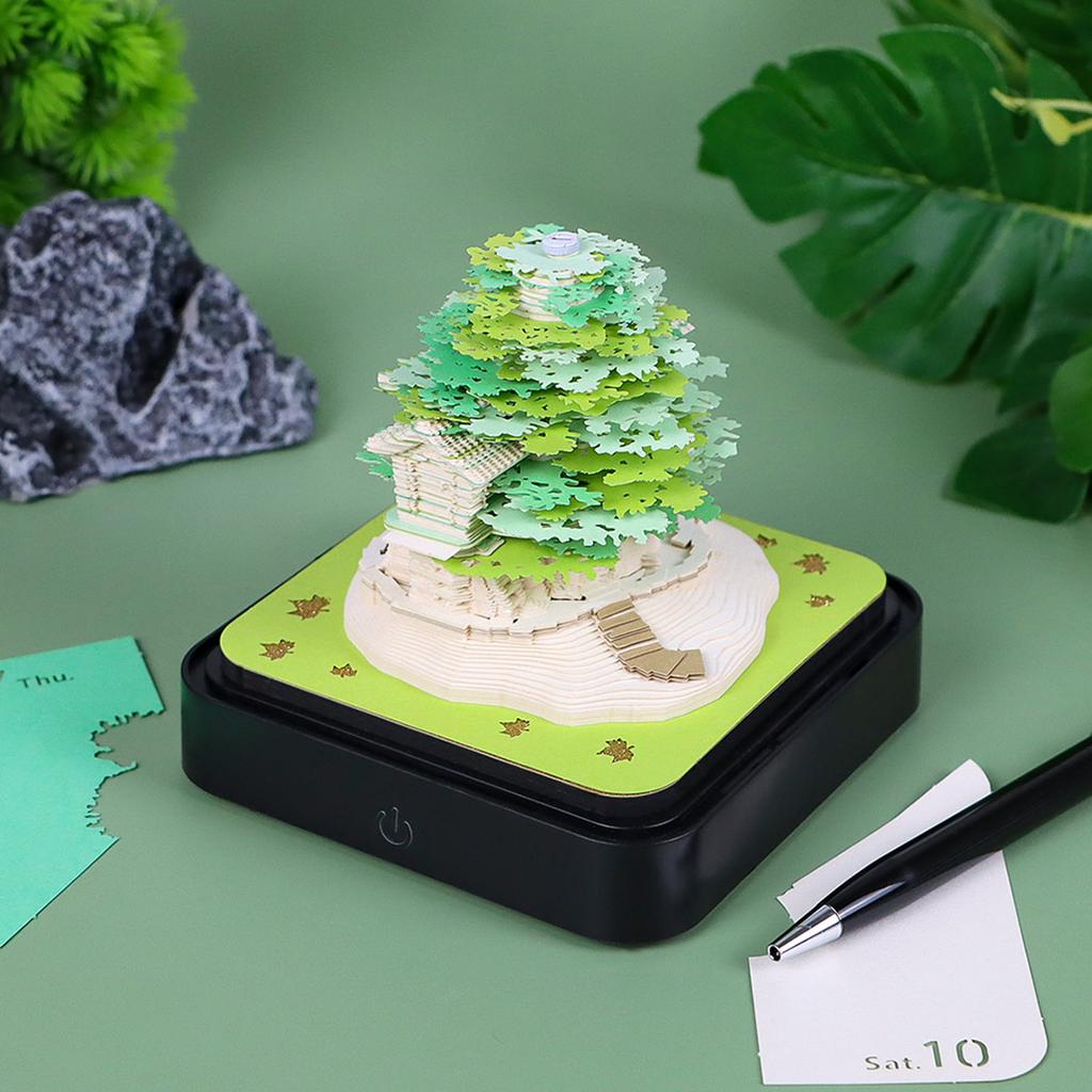 Blocco note 3D a forma di casa sull'albero, calendario da scrivania 2026, blocco note di carta a forma di scultura per la scuola e la casa.