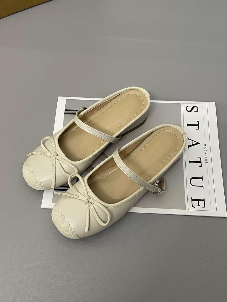 Fashion Increased Inner Height 5CM Slippers Spring and Autumn Casual Toe Flat Shoes Women's Bow Luxury Soft Women's Shoes Tenis De Mujer