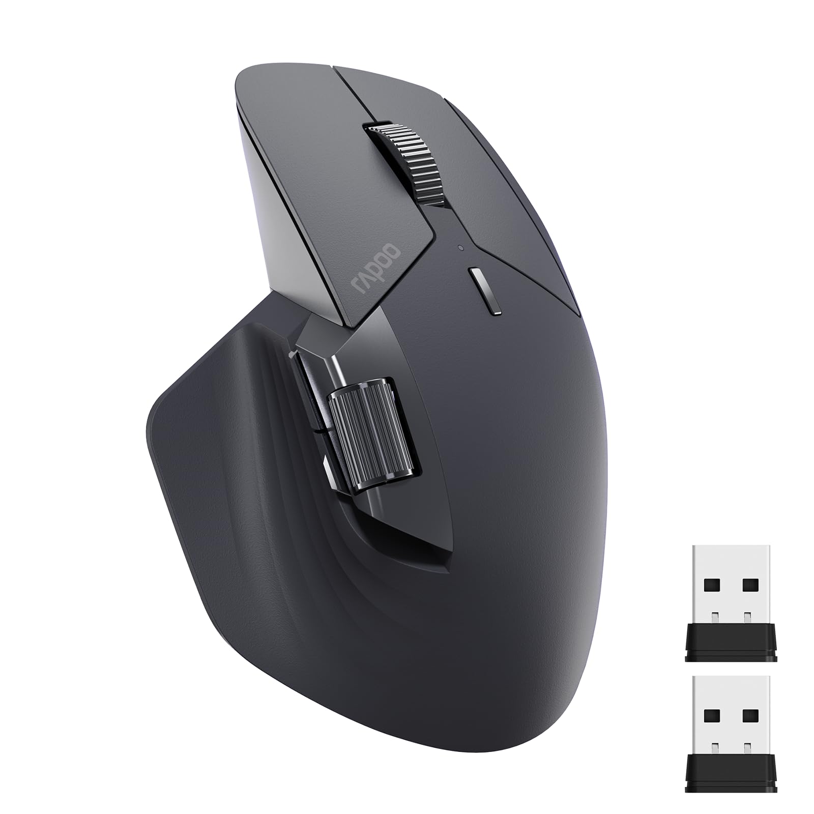 

RAPOO MT760Mini Wireless Mouse, Bluetooth 5.02.4GHz, Rechargeable, Horizontal Scrolling, 11 Programmable Buttons, 5 Simultaneous Device Connections,