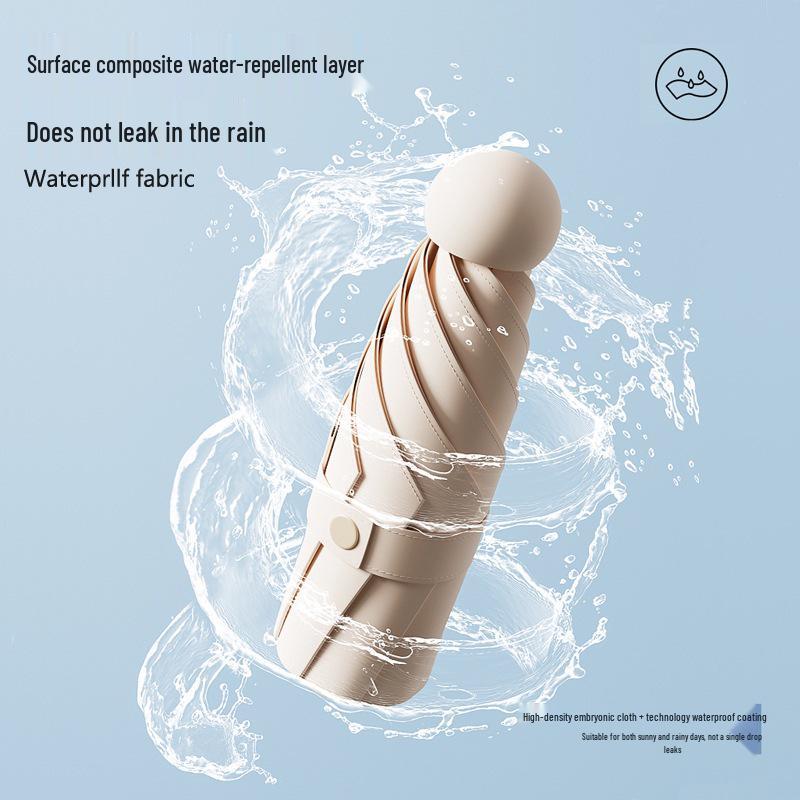 Compact Five-Fold Umbrella: Portable Pocket Sunshade & Rain Parasol for Women, Anti-UV Sunscreen Protection.