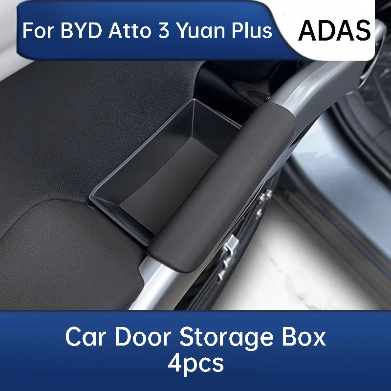 For BYD Atto 3 Yuan Plus ADAS Smart Driving Edition Car Door Handle Storage Box Leather Organizer Tray Interior Accessories